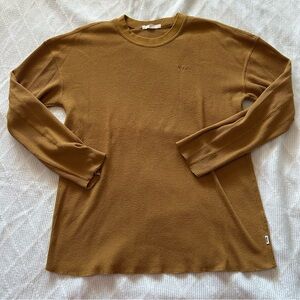 Vans XS Waffle Knit Long Sleeve‎ Top Shirt Brown Skater Casual